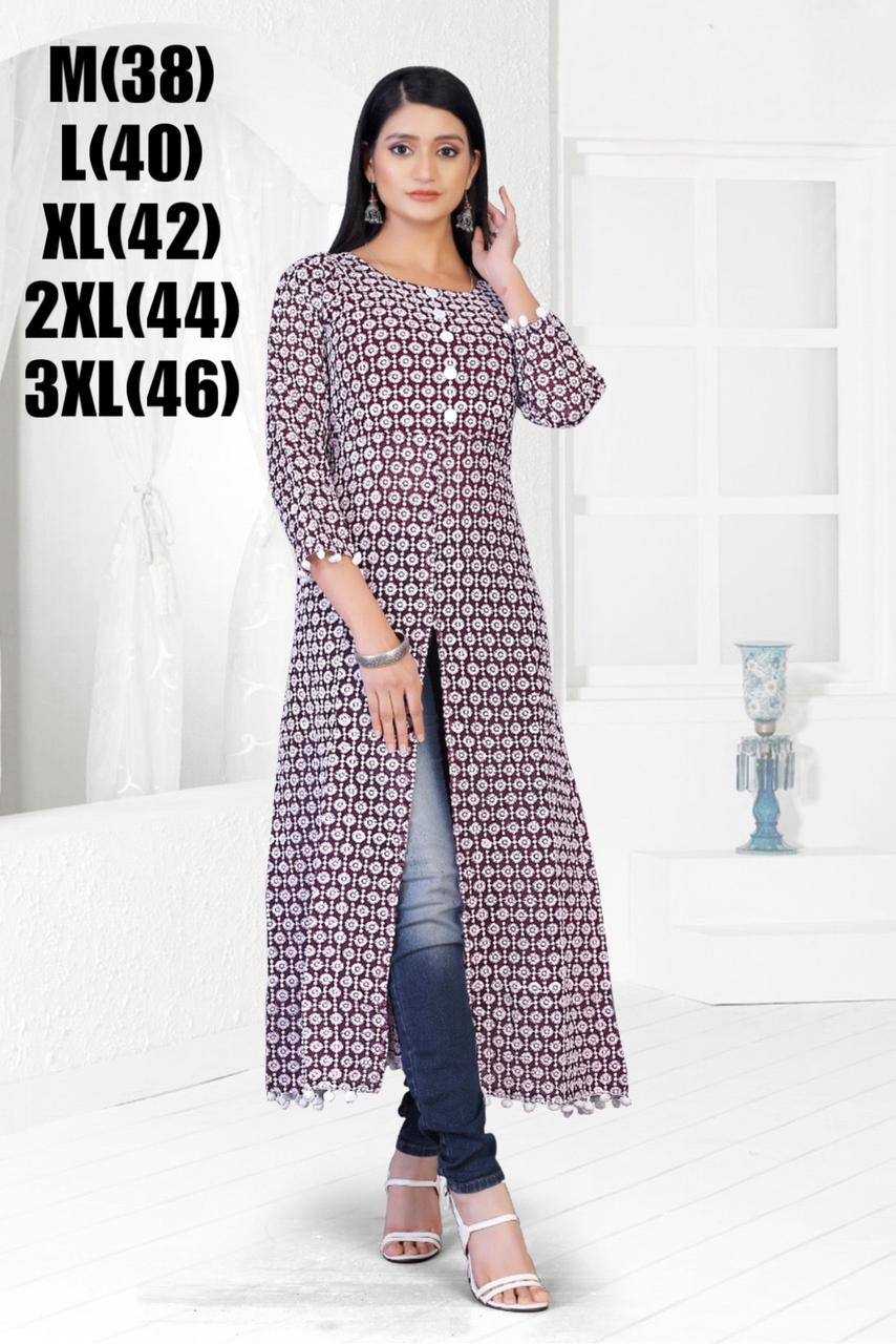 YNF FAUX GEORGETTE RPDF 1075 WHOLESALE KURTIS  MANUFACTURER